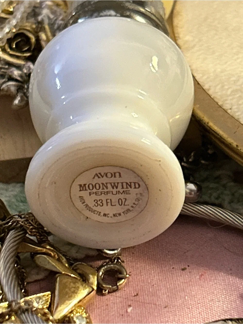 Vintage Avon White Milk Glass Floral Miniature Lamp Accent 1970s mini novelty